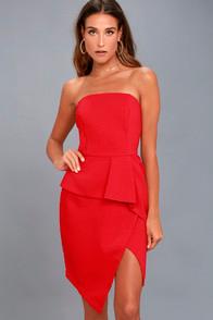 Adelyn Rae Samantha Red Strapless Peplum Dress