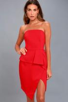 Adelyn Rae Samantha Red Strapless Peplum Dress