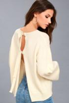 Evidnt | Maurice Cream Backless Sweater Top | Size Large | White | Lulus