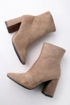 So Me My Generation Taupe Suede High Heel Mid-calf Boots | Lulus