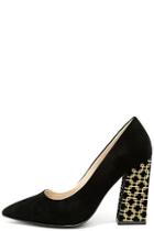 Glamorous Good To Glow Black Suede Pumps