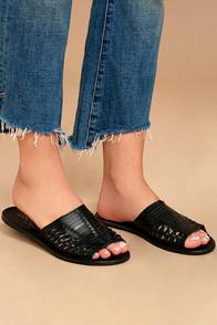 Coconuts Mateo Black Leather Slide Sandals