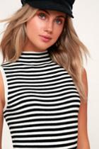 Kristine Black And White Striped Sleeveless Mock Neck Top | Lulus