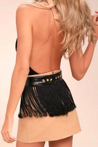 Lulus Sway The Stars Black Fringe Belt