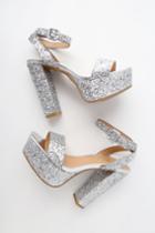Bamboo Estelle Silver Glitter Platform Ankle Strap Heels | Lulus
