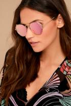 Yhf Los Angeles Stephanie Gold And Pink Mirrored Sunglasses