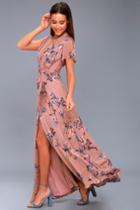 Fiorire Rusty Rose Floral Print Wrap Maxi Dress | Lulus