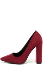 So Me With Honors Burgundy Suede Pointed Pumps