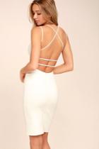 Lulus | Be-all Trend-all Backless Ivory Midi Dress | Size Small | White | 100% Polyester