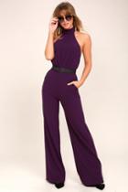 Lulus | Moment For Life Purple Halter Jumpsuit | Size Large
