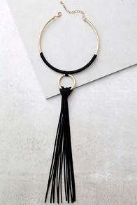 Lulus Keep You Around Gold And Black Collar Necklace