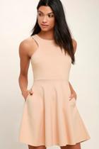 Lulus Little Wonder Beige Skater Dress