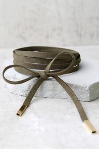 Lulus Unity Olive Green Wrap Necklace