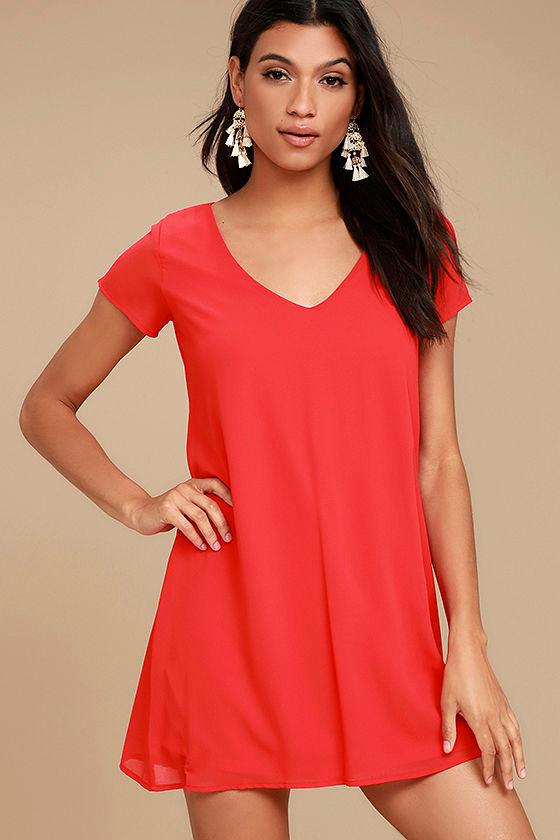 Lulus | Freestyle Red Shift Dress | Size Small | 100% Polyester