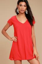 Lulus | Freestyle Red Shift Dress | Size Small | 100% Polyester