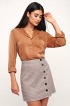 Plaid To Be Here Rust Red And Grey Plaid Mini Skirt | Lulus