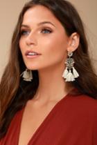 Lulus | Island Dreams Gold And Ivory Tassel Earrings