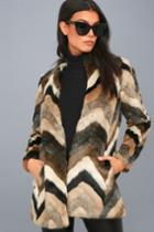 Amuse Society | Waylon Multi Faux Fur Coat | Size Small | Brown | 100% Polyester | Lulus