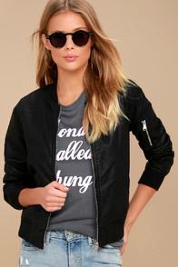 Veracci Until All Hours Black Vegan Leather Bomber Jacket