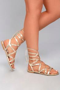 Liliana Tiara Gold Gladiator Sandals