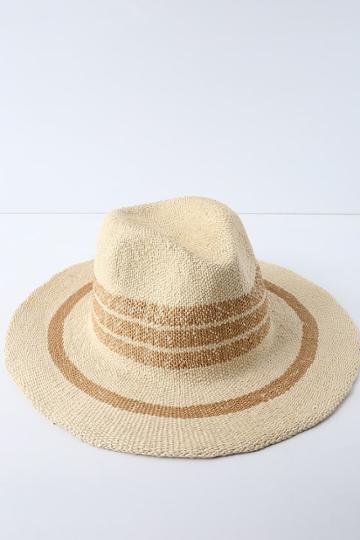 San Diego Hat Co. Wakaya Tan Striped Straw Fedora Hat | Lulus