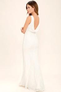 Lulus Magic In The Air Ivory Lace Maxi Dress