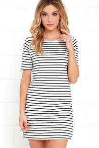 Lulus Law Bender Black And Ivory Striped Dress
