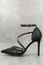 De Blossom | Warren Black Rhinestone Ankle Strap Heels | Size 5.5 | Lulus