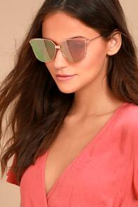 Lulus Bright Lights Rose Gold And Pink Mirrored Sunglasses