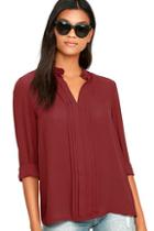 Lulus In Tune Wine Red Long Sleeve Top