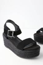 Matisse Siena Black Suede Leather Espadrille Flatform Sandals | Lulus