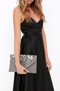 La Chic Designs Constantinople Gunmetal Beaded Clutch