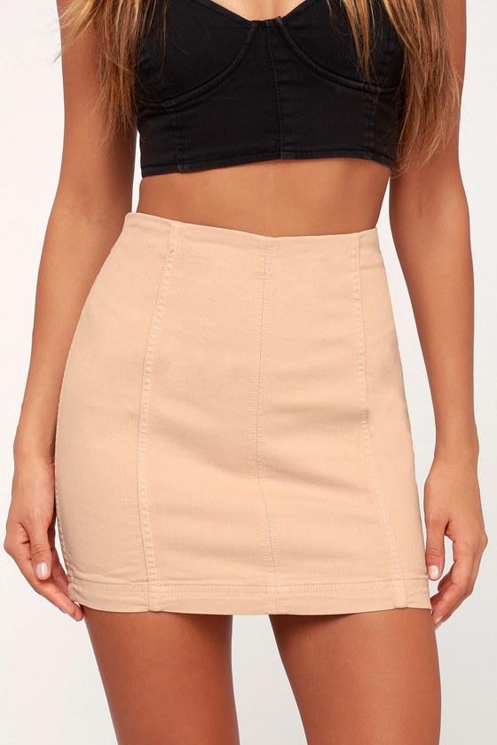 Free People Moderm Femme Blush Denim Mini Skirt | Lulus