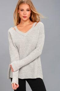 Rd Style Little Of Your Love Grey Cutout Knit Sweater