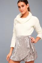 Lulus | Jayla Taupe Velvet Wrap Mini Skirt