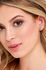 Lulu*s Flock Of Falcons Gold And Turquoise Ear Cuffs