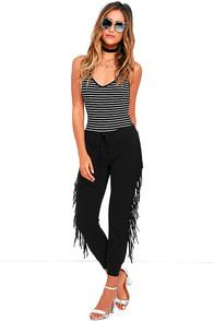 Amuse Society Cascade Black Fringe Sweatpants