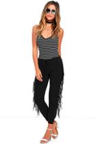Amuse Society Cascade Black Fringe Sweatpants