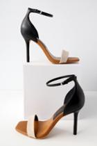 Dolce Vita Halo Black And Natural Leather Ankle Strap Heels | Lulus