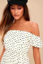 Amuse Society Sweeter Than You Cream Polka Dot Off-the-shoulder Midi Dress | Lulus