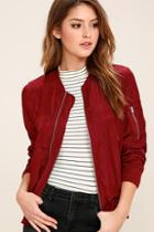 Lunik Save The Night Burgundy Bomber Jacket