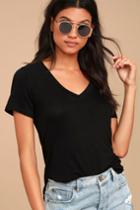 Lulus | Tee For You Black Tee | Size Large