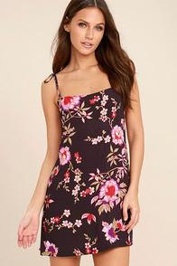 Lulus Sugar Town Plum Purple Floral Print Shift Dress