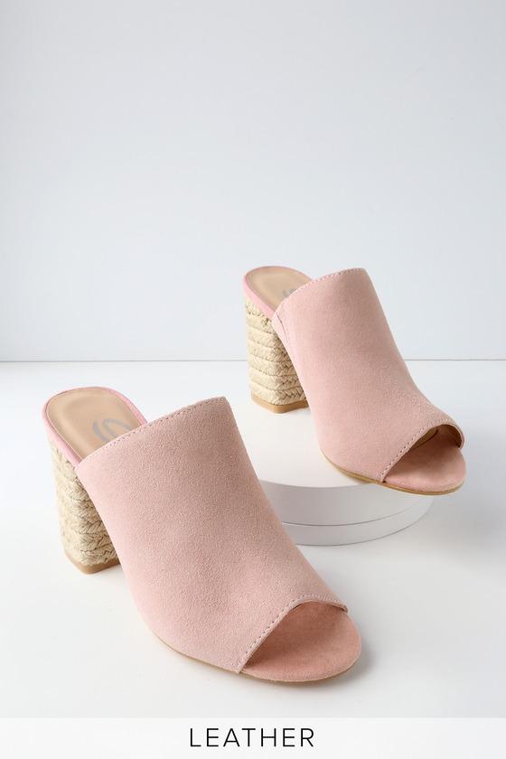 Sbicca Helena Blush Suede Leather Espadrille Mules | Lulus