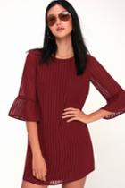 Better Than Ever Wine Red Flounce Sleeve Shift Dress | Lulus