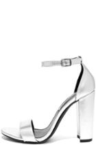 Steve Madden Carrson Silver Leather Ankle Strap Heels | Lulus