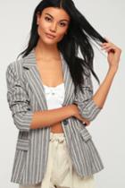 Halladay Grey Striped Blazer | Lulus