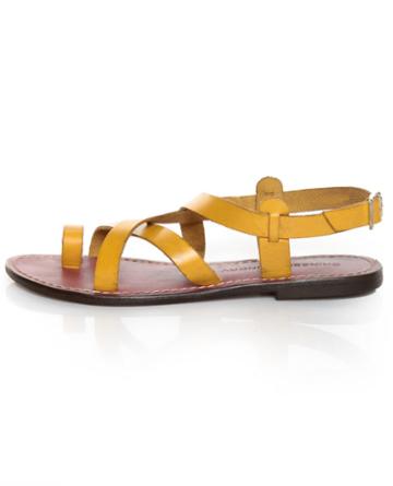 Chinese Laundry Aasha Yellow Leather Strappy Flat Sandals
