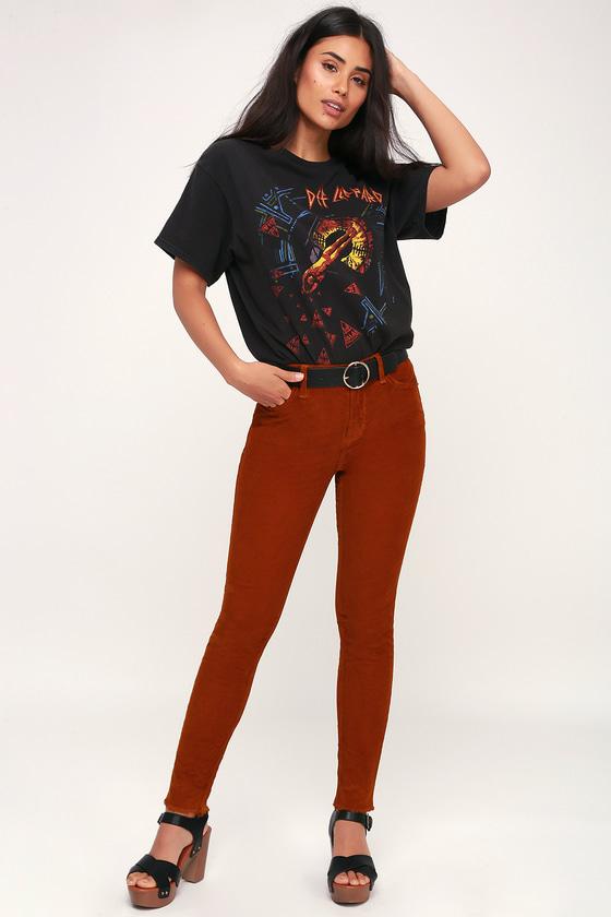 Free People Long And Lean Rust Orange High Waisted Corduroy Pants | Lulus