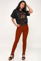 Free People Long And Lean Rust Orange High Waisted Corduroy Pants | Lulus